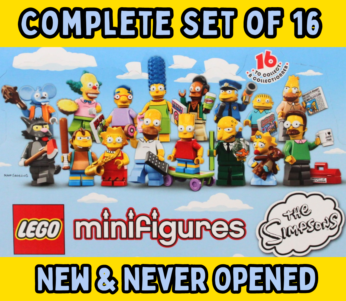 New SEALED Complete Set of 16 Lego Minifigures The Simpsons CMF Series 1 71005 eBay
