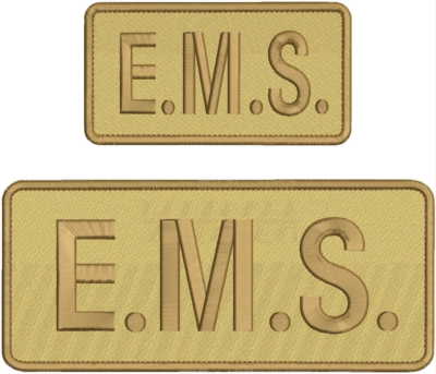 E M S  EMBROIDERY PATCH 4X10 & 3X6 HOOK ON BACK  TAN/BROWN