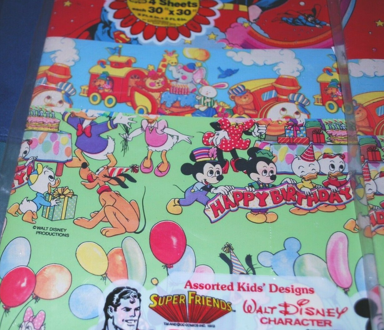 lot of Vintage Children's Wrapping Paper Super Friends/Walt Disney & others
