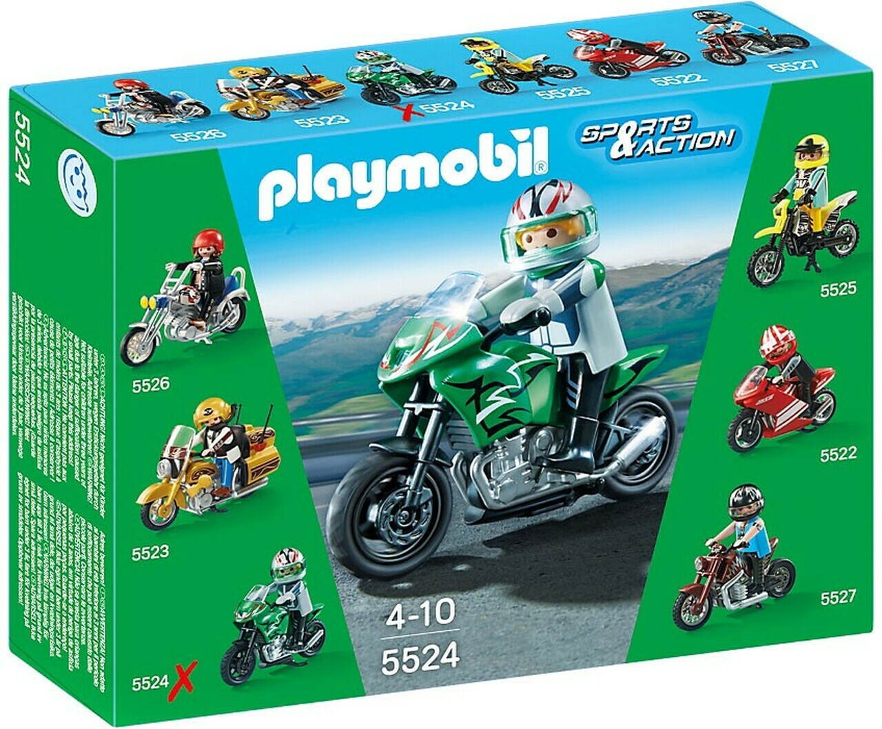 PLAYMOBIL 5524 Sports Action Sports Bike Green Motorcycle