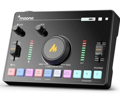 Streaming Audio Mixer, Audio Interface with Pro-preamp, Bluetooth MAONO C2 NSC