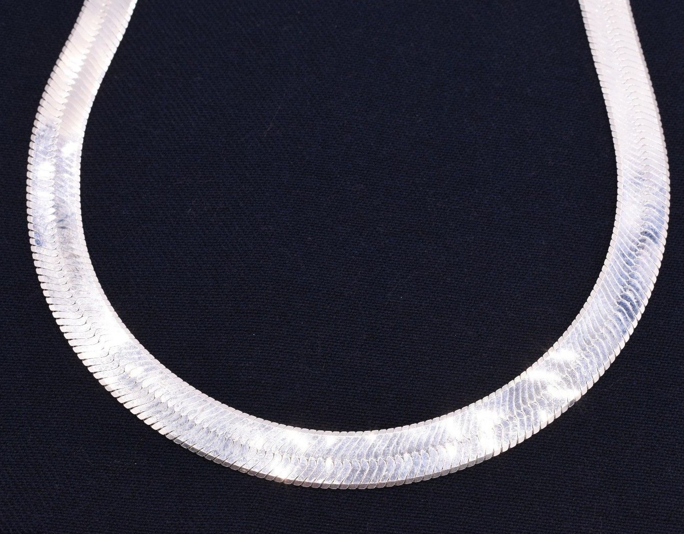 Pre-owned Bayam 11mm Bold Flex Herringbone Chain Necklace Real Solid Sterling Silver 925 Italy