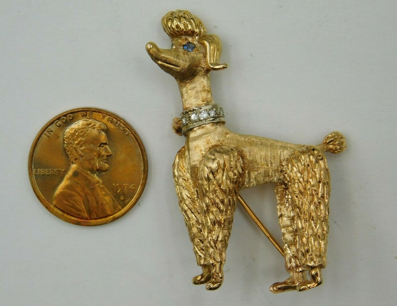 Unique 14k Yellow Gold Poodle Pin / Brooch (344)