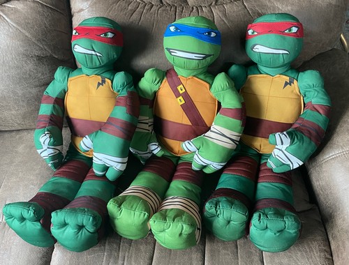 3 Teenage Mutant Ninja Turtles Leonardo Plush Stuffed Animal ‘14 Nickelodeon 24”
