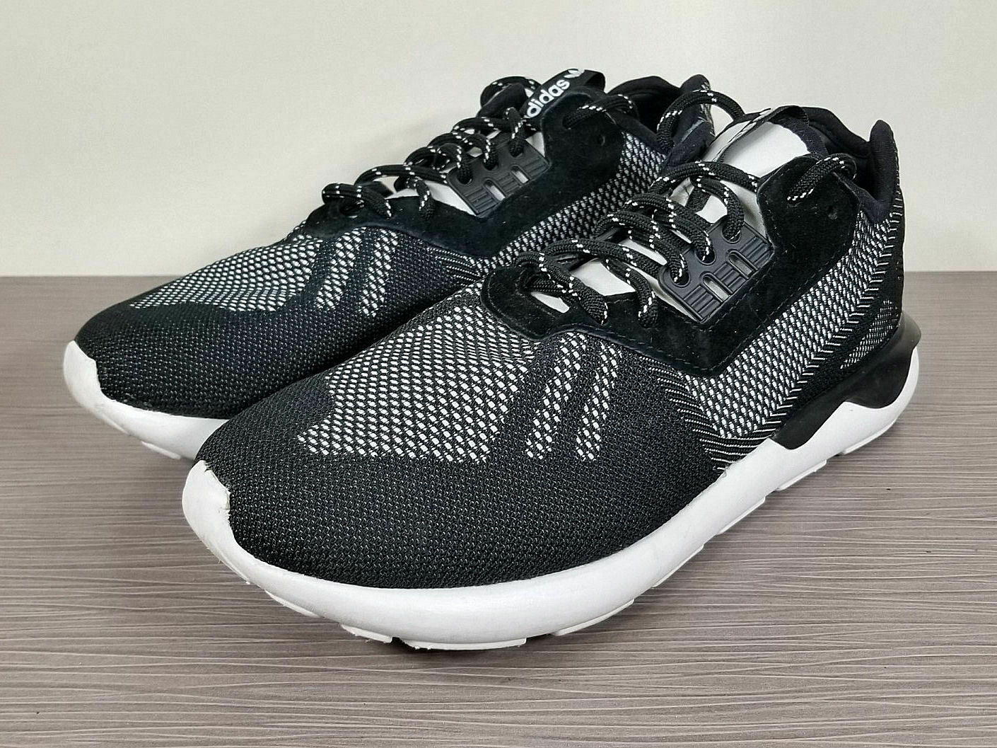 Adidas Tubular Runner Weave Sneaker, Black/Black/White, Mens Size 11 / 45-1/3