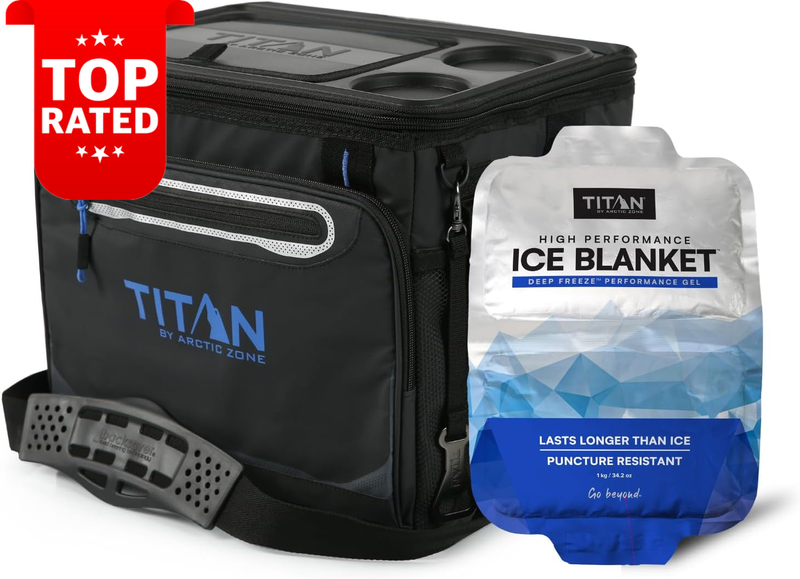 30 Can Portable Collapsible Cooler Tabletop Ice Blanket Cobalt Carbon