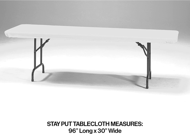 Banquet Table Cover Plain Classic White Stay Put Tablecover, One Size
