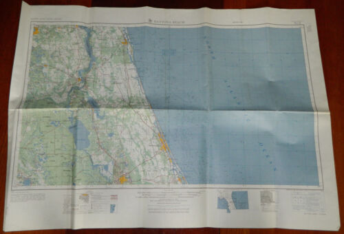 Vintage Nautical Land Map Daytona Beach 1958 US Army Corps of Engineers 34x25