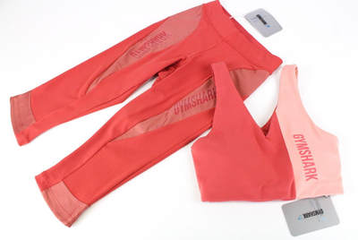 Gymshark Femme Ensemble XS Rose P che Extensible SPORTS Bra Logo