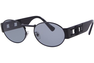 Pre-owned Versace Ve2264 1261/1 Sunglasses Men's Matte Black/grey Lenses Oval Shape 56mm In Gray