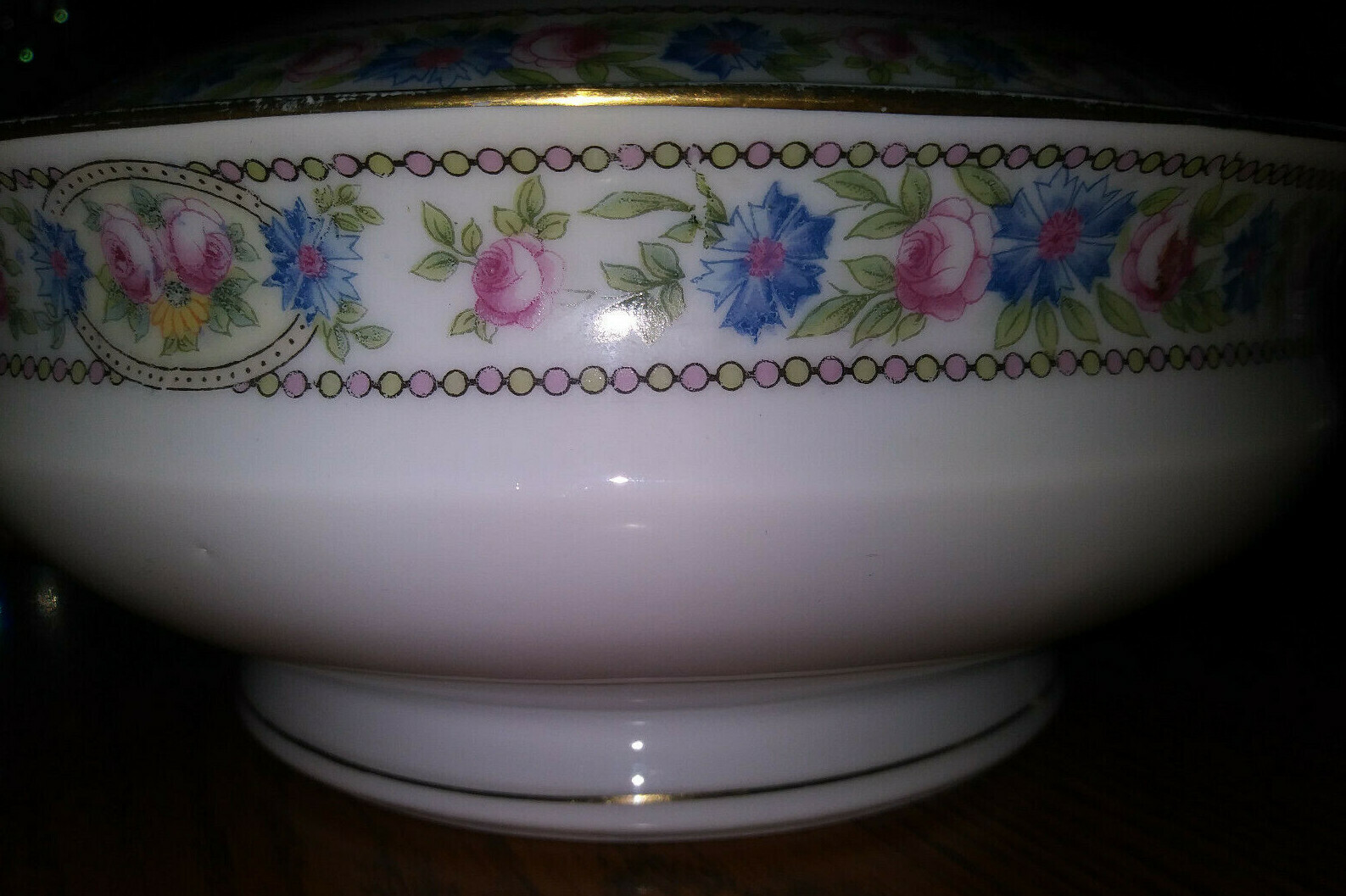 HUTSCHENREUTHER GELB BAVARIA Covered Vegetable Serving Bowl HUT7 PinkBlue Floral