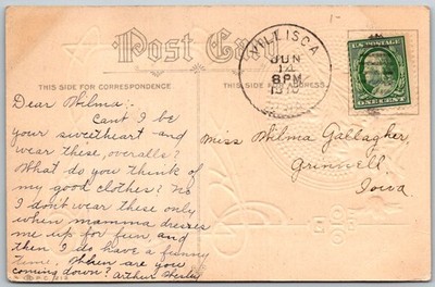 Antique RPPC Postcard Child Overalls Real Villisca, IA 1910s — additional view
