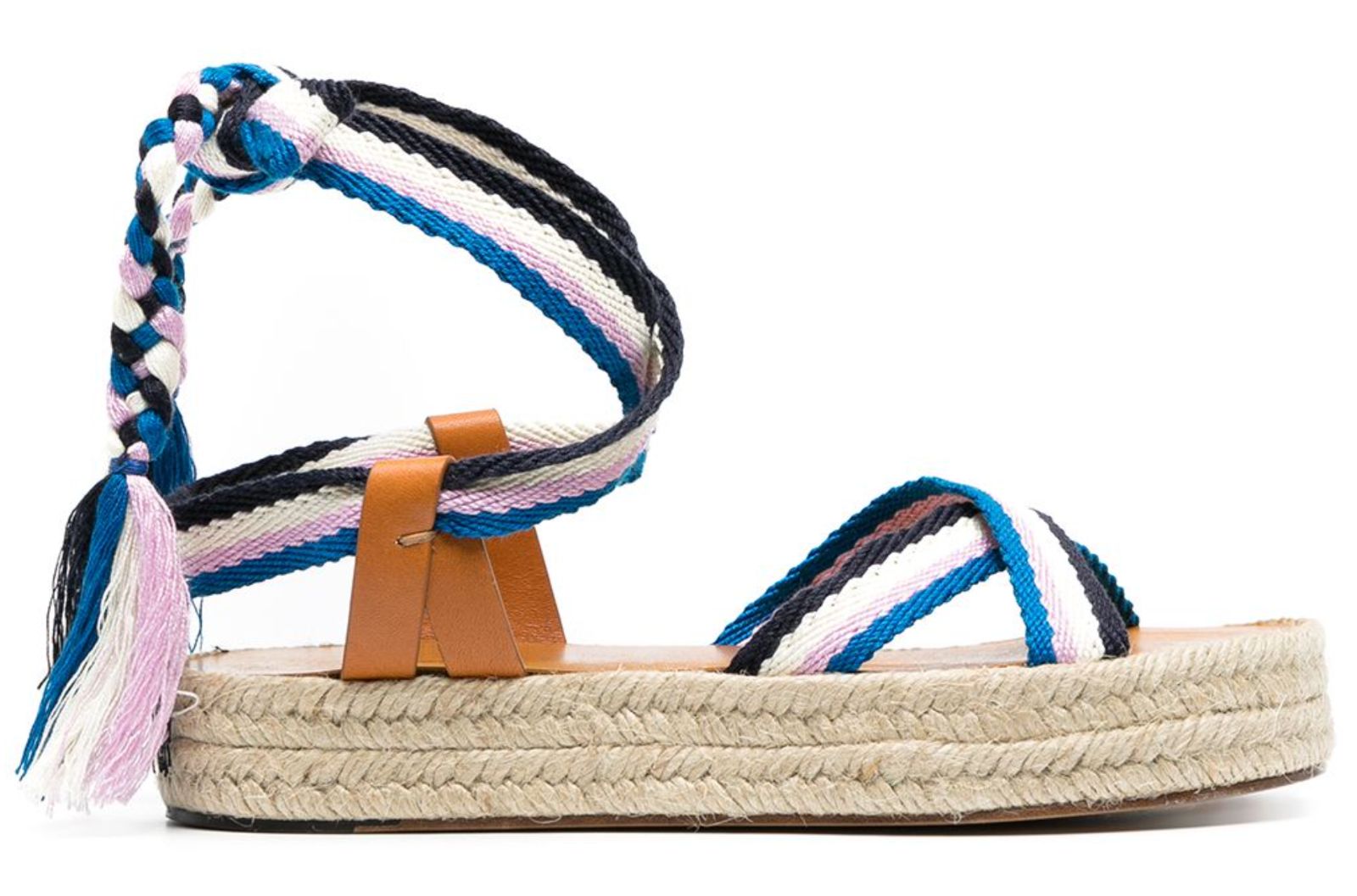 New Isabel Marant Malay Striped Strappy Platform Espadrille