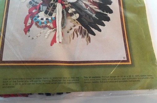 Vintage SUNSET STITCHERY Indian Chief Crewel Embroidery Kit NIP 1977 L1