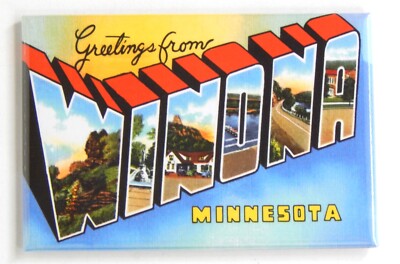 Greetings from Winona Minnesota FRIDGE MAGNET travel souvenir