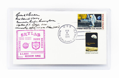 SIGNED USS New Orleans LPH-11 Skylab 4 Recovery Captains Cover NASA Apollo 1974