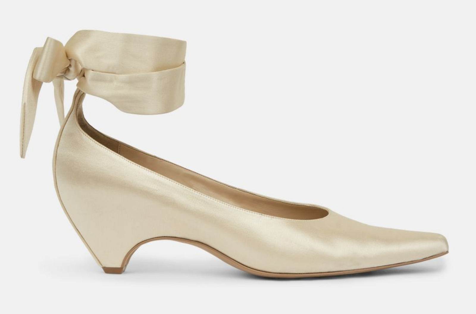 Pre-owned Stella Mccartney Icon Bow-tied Satin Silk Wrapped Ankle Pumps Shoes 41 In Beige