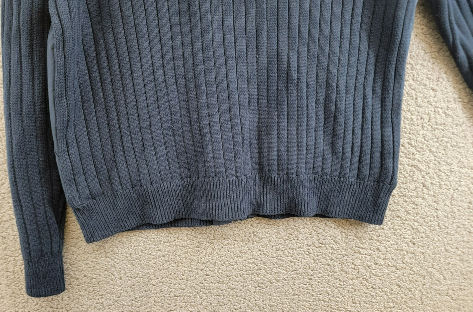BASS OUTDOOR Mixed Media Zip-Front Hooded Sweater Jacket Men's L Navy Blaze L/S - Picture 13 of 17