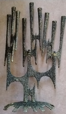 Weinberg sign. jüdische Judaica Messing Menora / Leuchter Jerusalem