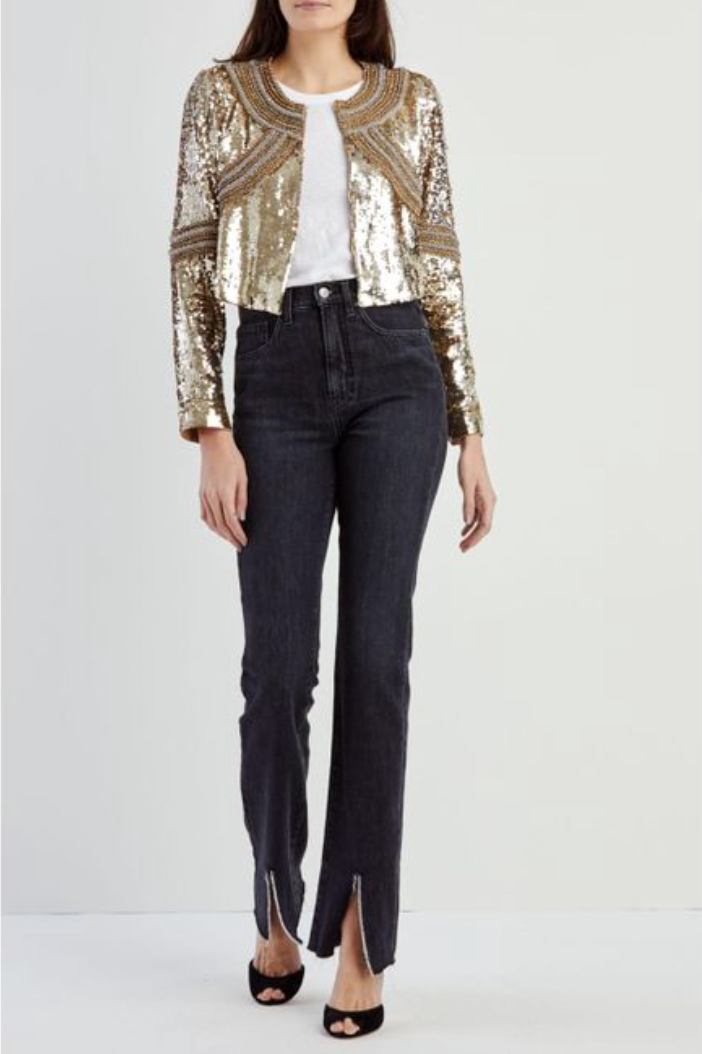 Pre-owned Veronica Beard $1198  Phaedra Sequin Jacket Sz Xs In Gold