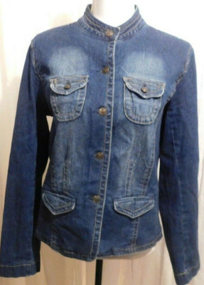 Chadwick's Women's size 10 High Neck Button Front Denim Fashion JACKET 