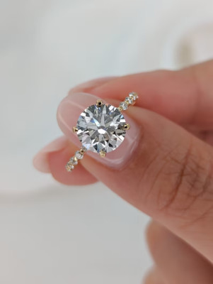 2.30TCW Round Lab Grown Diamond Accents Ring Certified For Anniversary 14k Gold