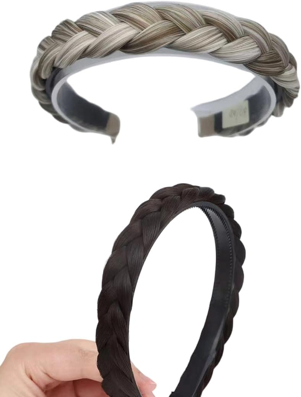 2Pcs Braided Headband with Teeth Braids Hairband with Tooth Synthetic Hair Band
