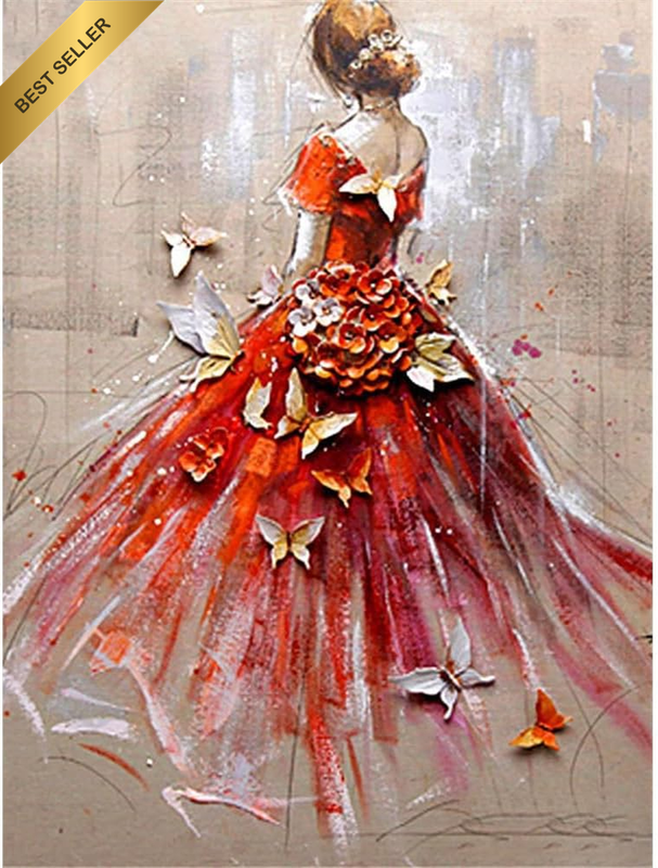 11Ct Stamped Cross Stitch Kits for Adults Beginners, Butterfly Skirt DIY Pre Pri