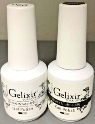 gelixir gel duo black night & snow white ( 089 & 090 ) 0.5oz