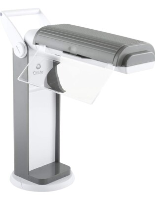 OttLite 13 Watt Magnifier Task Lamp 2X Magnification and Swivel Base Gray
