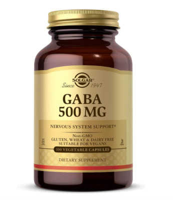 Solgar GABA,500mg,Relaxation & Nervous System Support,100 Vegetable Capsules