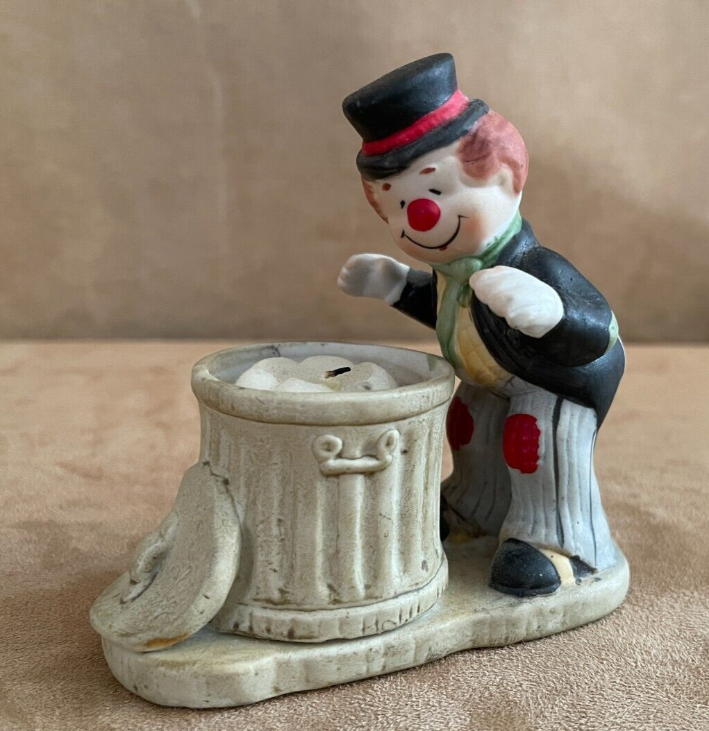 Jasco Happy Hobo 1983 Candle Holder Trash Can Luvkins clown
