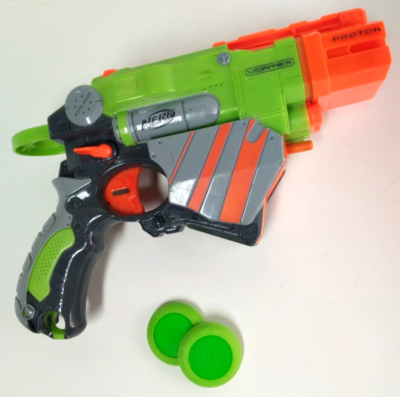 Nerf Vortex Proton Disc Shooter Green Blaster Pistol Gun eBay