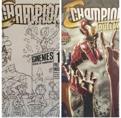 Champions 1 (2017) Origin & 1st Team App One Per Store Party Sketch Edition B&W