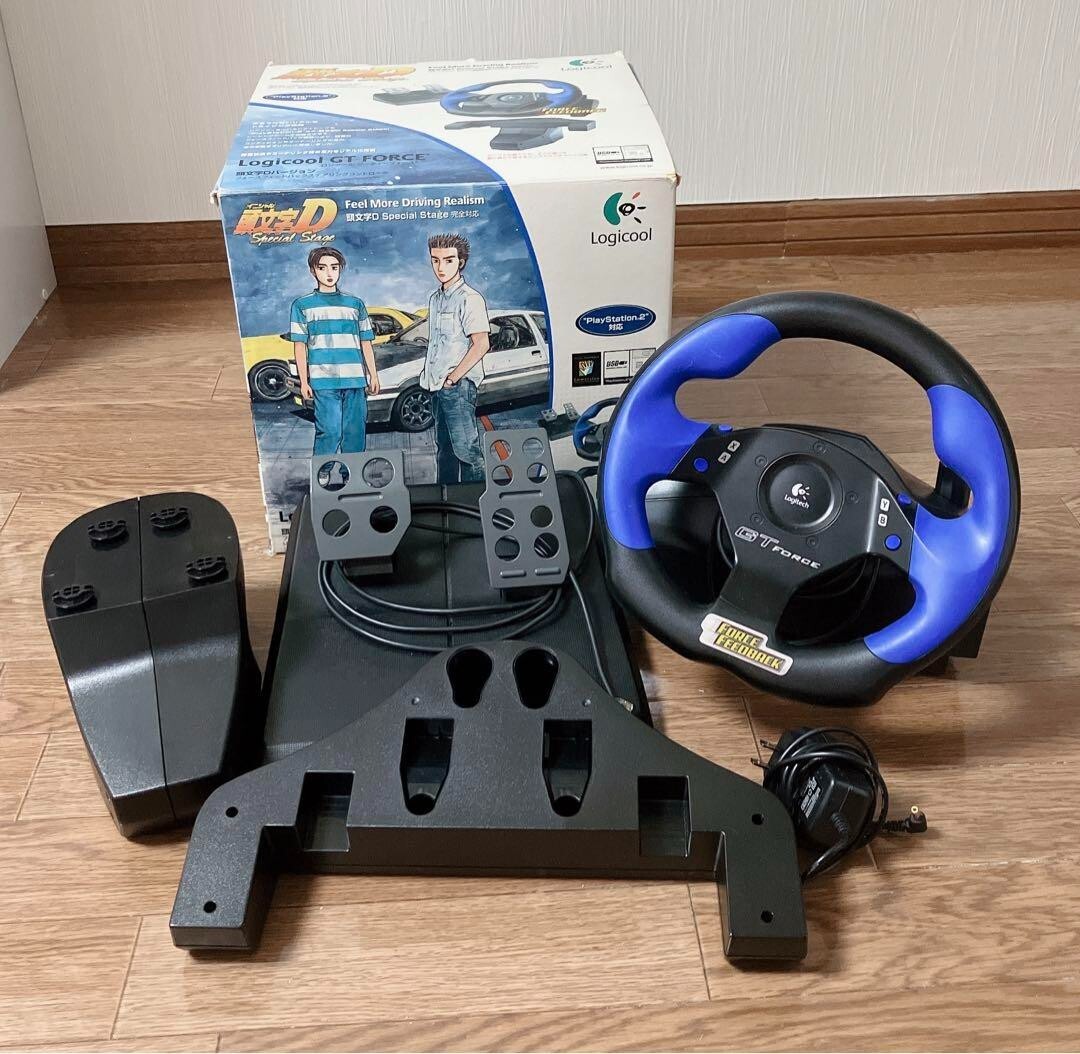 ロジクール GT FORCE PS2 未使用 PS2 Loogicool GT Force Initial D version Logitech Drift AE86