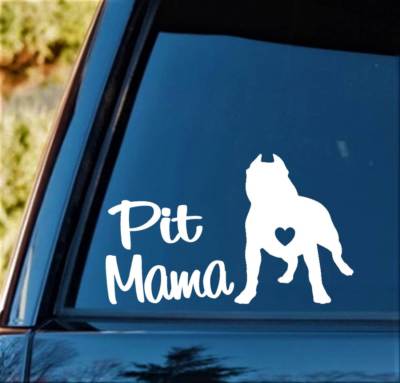 Pit Mama Pit Bull Pitbull Cropped Ears Dog Decal Sticker J1096 Car Laptop Art