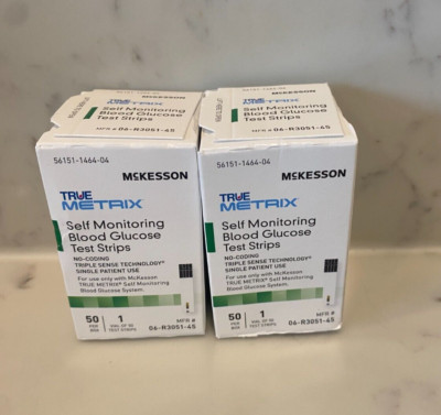 MCKESSON TRUE METRTIX SELF MONITORING BLOOD GLUCOSE TEST STRIPS 50 PER BOX~2 BOX