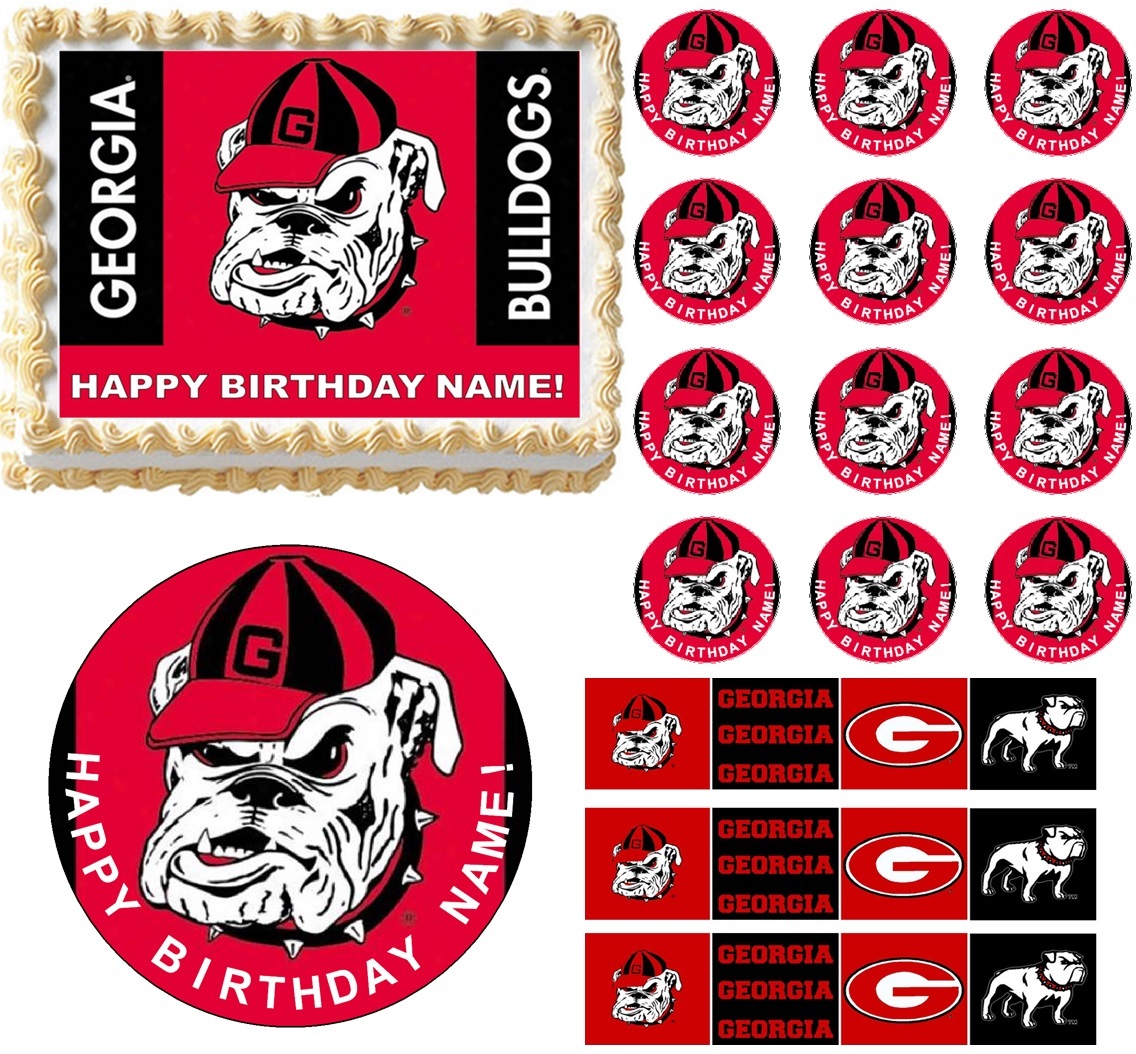 GEORGIA BULLDOGS Football Edible Cake Topper Image Frosting Sheet-All Sizes! NEW