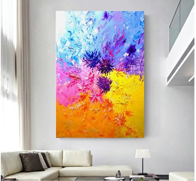 Thick strokes painting Canvas Premium Quality Wall Art Print No Framed