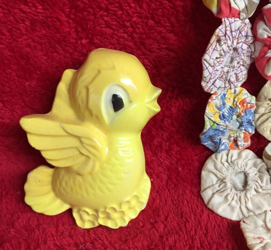 Vintage Bright Yellow Bird Planter Tweety Birdie Planter Violets Air Plants Rare