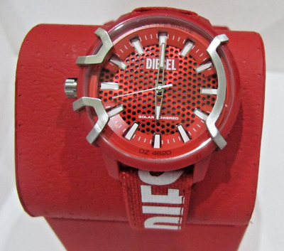 Diesel DZ4620 New Men's Red GRIFFED Solar Powered Watch 48 mm NWT $210