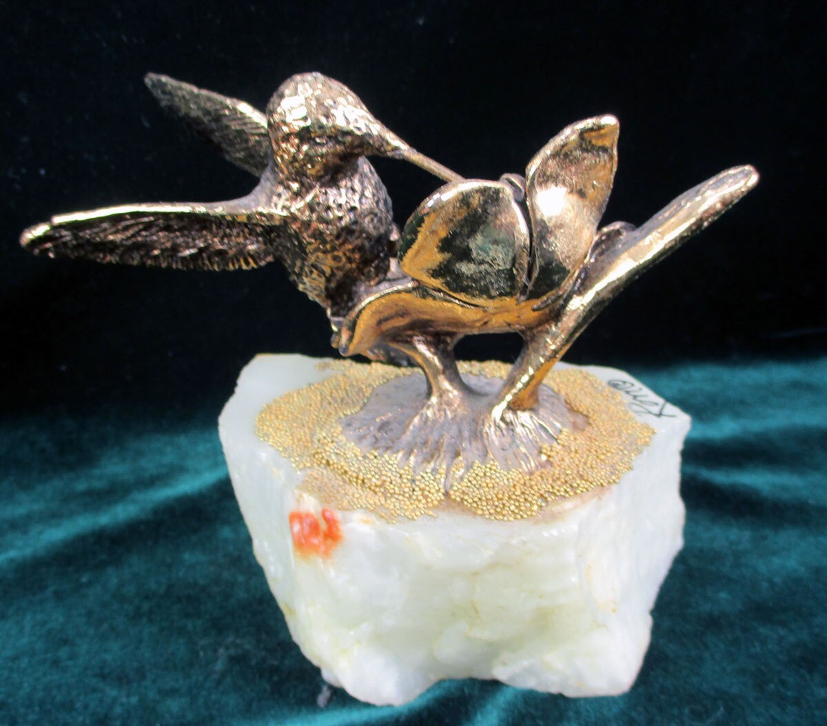 Ron Lee HUMMINGBIRD & Daffodil Flower Figurine Signed Sculpture 1980