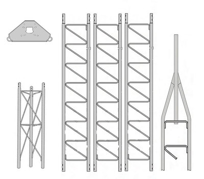 ROHN 25SS040 25G Series 40' Self Supporting Tower Kit + AS25G Rotator Shelf