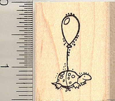 Tiny Turtle on Balloon Flight rubber stamp B9617 WM