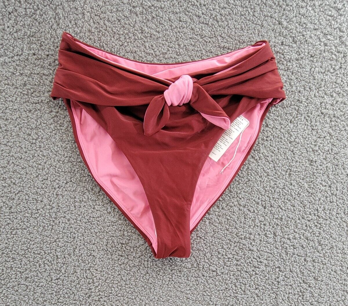 Veronica Beard Azoia Tie Front Bikini Bottoms Women's M Deep Brick Elastic Waist - Picture 2 of 17