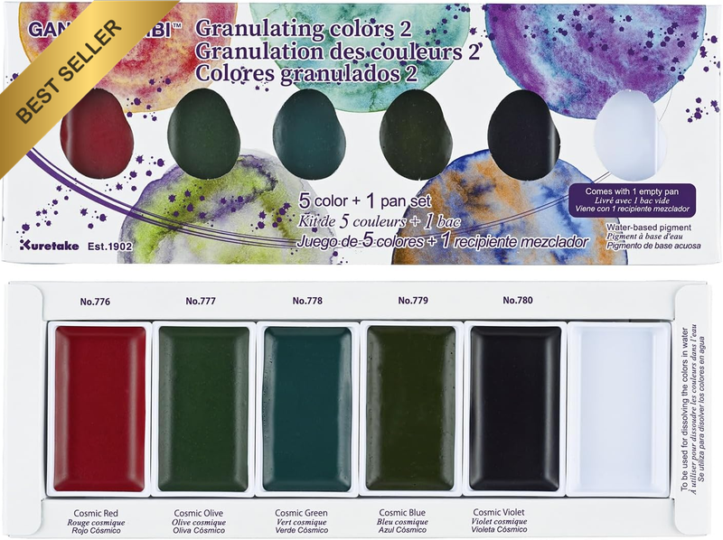 Gansai Tambi Granulating Watercolor Set 5 Colors Japanese Paints for Calligraphy