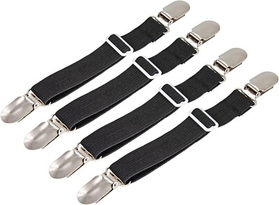 Adjustable Bed Sheet Fasteners 4Pcs, Elastic Straps Clips, Grippers for Mattress