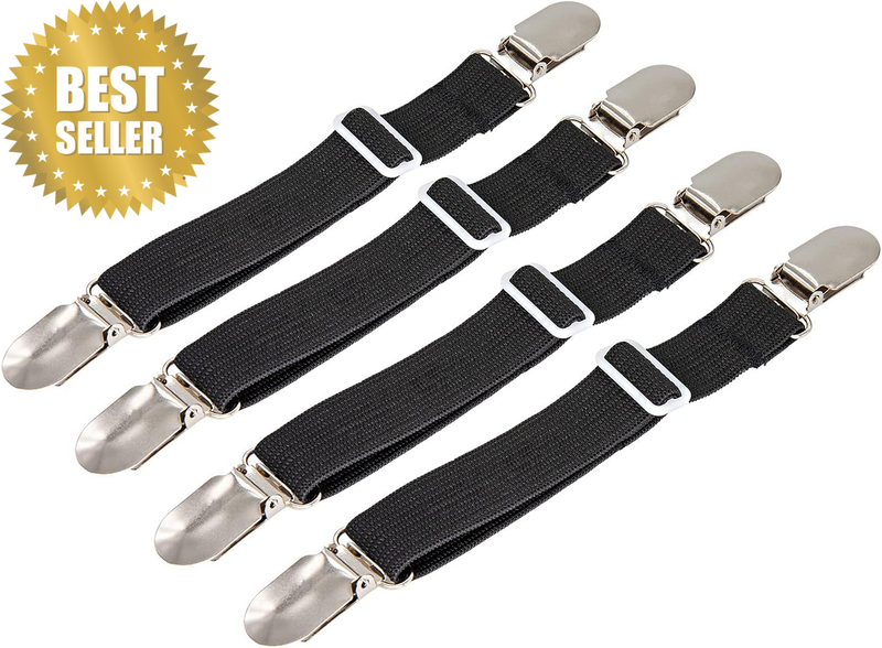 (Straight-4Pcs) - 4Pcs Adjustable Bed Sheet Fasteners Suspenders,  Elastic Sheet