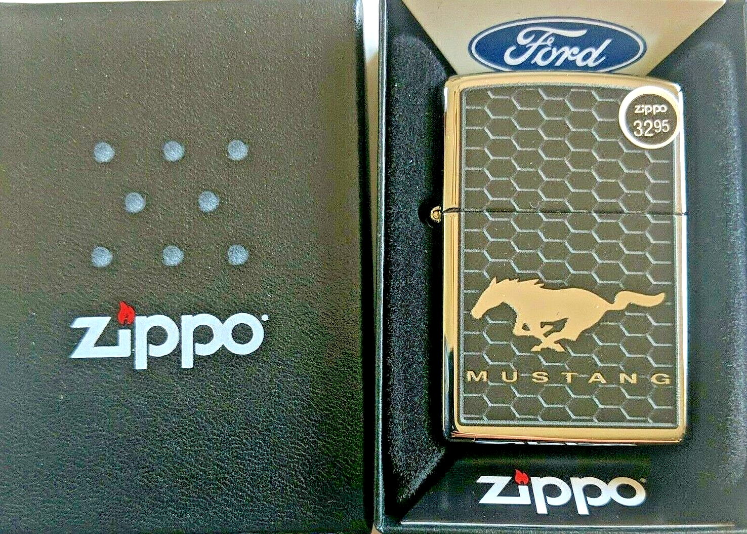 Zippo Windproof Lighter, Ford Mustang, Grill Pattern, 49328/ #122 A