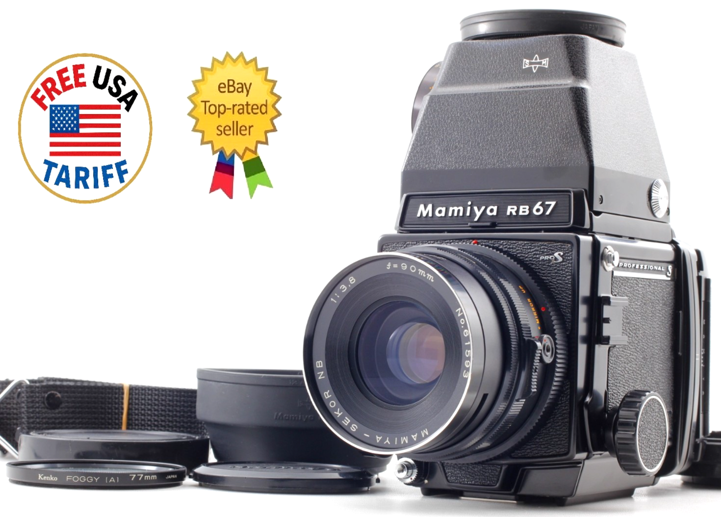 Mint w/Hood] Mamiya RB67 Pro S Film Camera Sekor NB 90mm f3.8 Lens